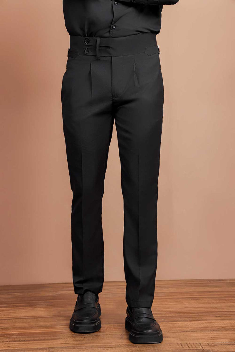 Black Split Two Buttoned Gurkha Trousers