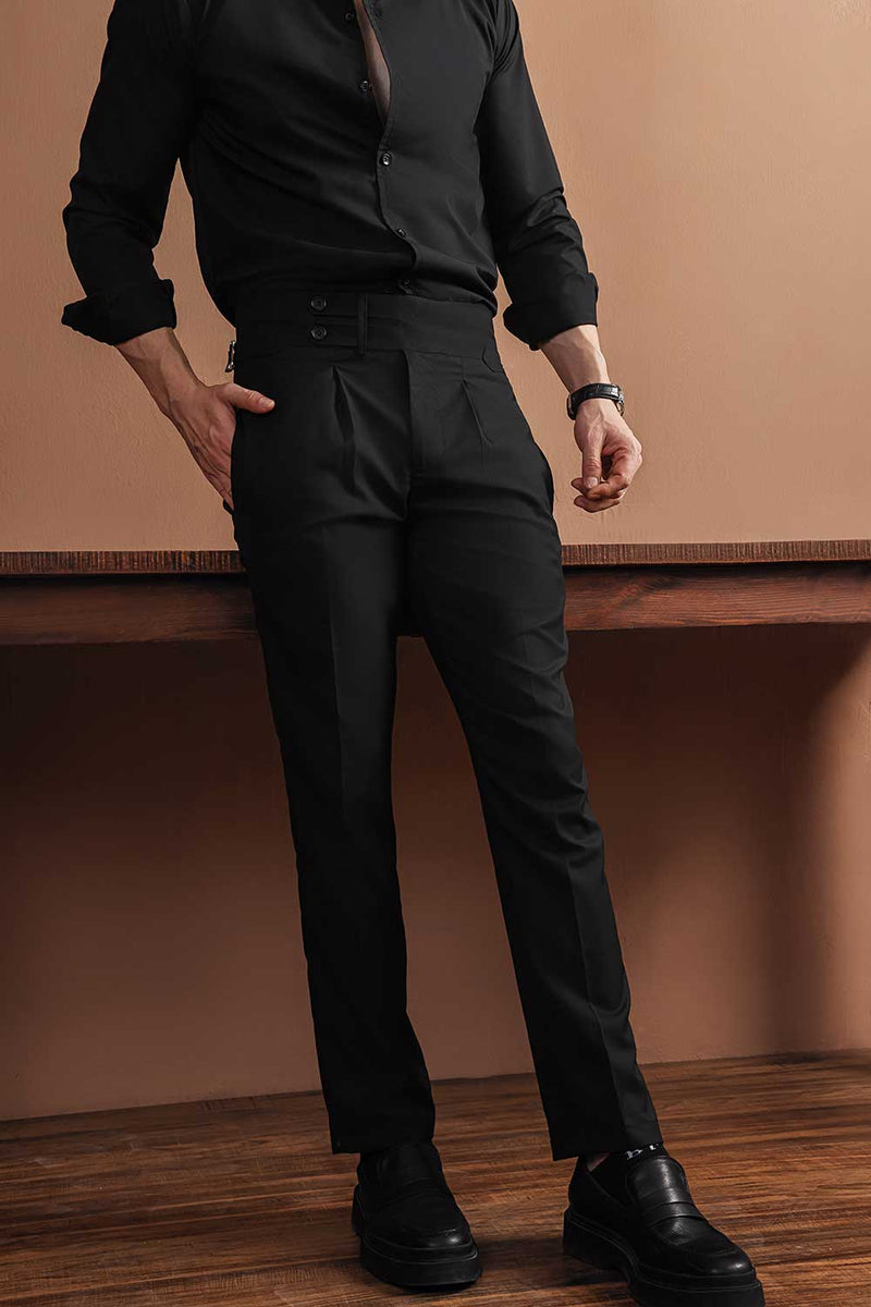 Black Split Two Buttoned Gurkha Trousers