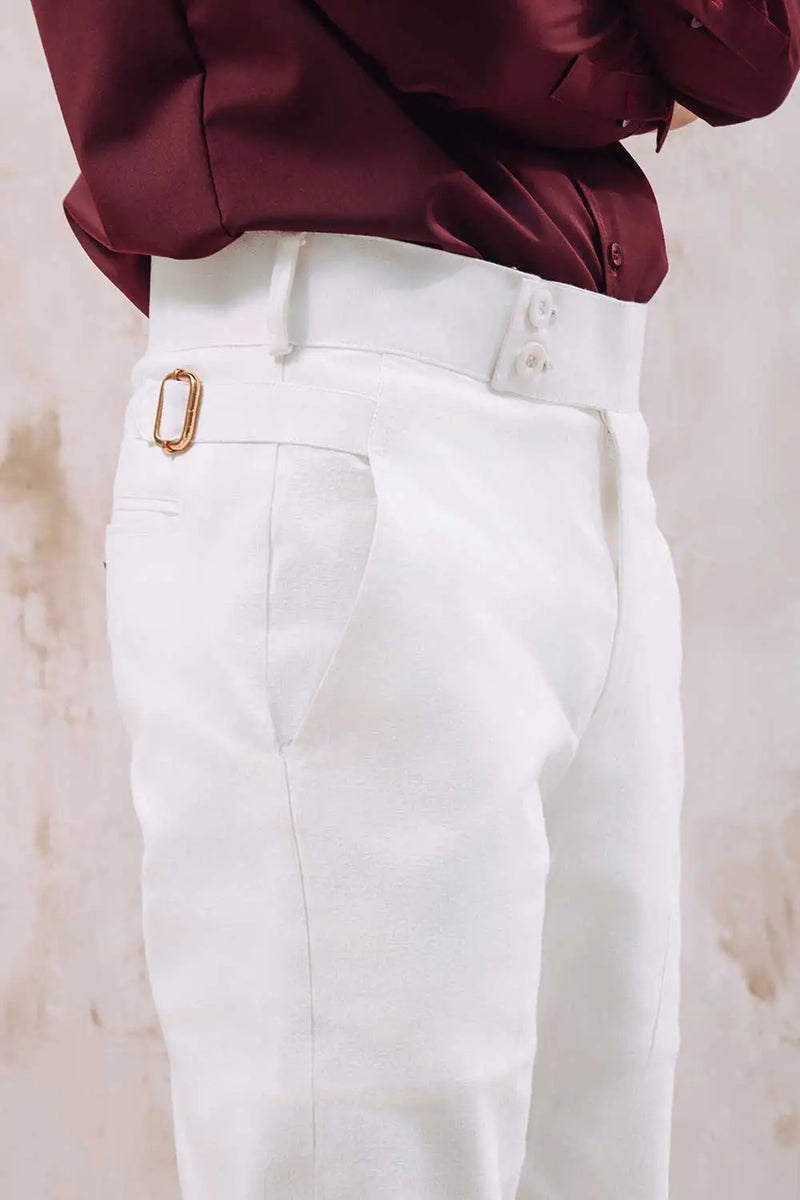 White Gold Double Buckle Gurkha Chino Al Hudaibiya