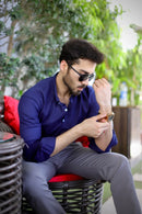 Royal Blue Cotton Shirt - Al Hudaibiya 