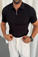 Old Money Zipper Half Sleeve Shirt for Men Al Hudaibiya