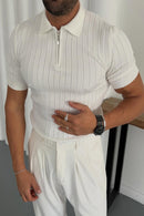 Old Money Zipper Half Sleeve Shirt for Men Al Hudaibiya