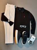 Cable Knit Polo Sweater 3PC Outfit Al Hudaibiya