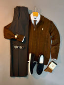 Quarter Zip Cable Knit Sweater 3PC Outfit Al Hudaibiya