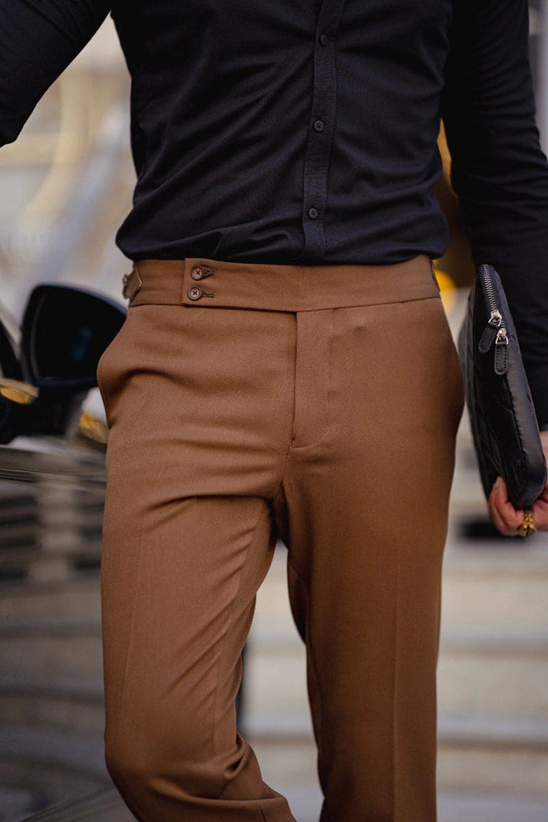 Black Split Two Buttoned Gurkha Trousers Al Hudaibiya